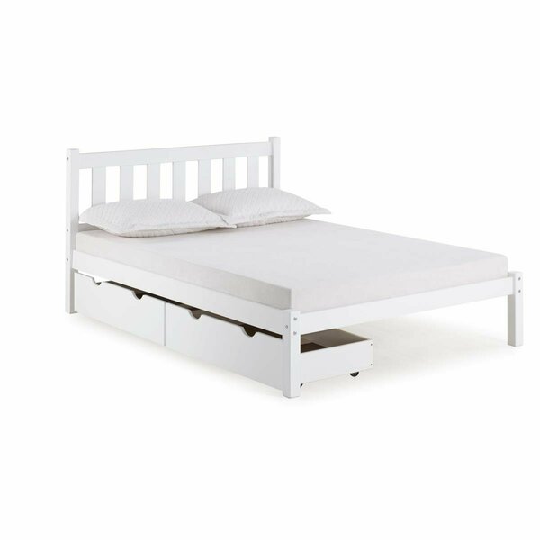 Kd Cama De Bebe Poppy Full Size Wood Platform Bed with Storage Drawers White KD3250829